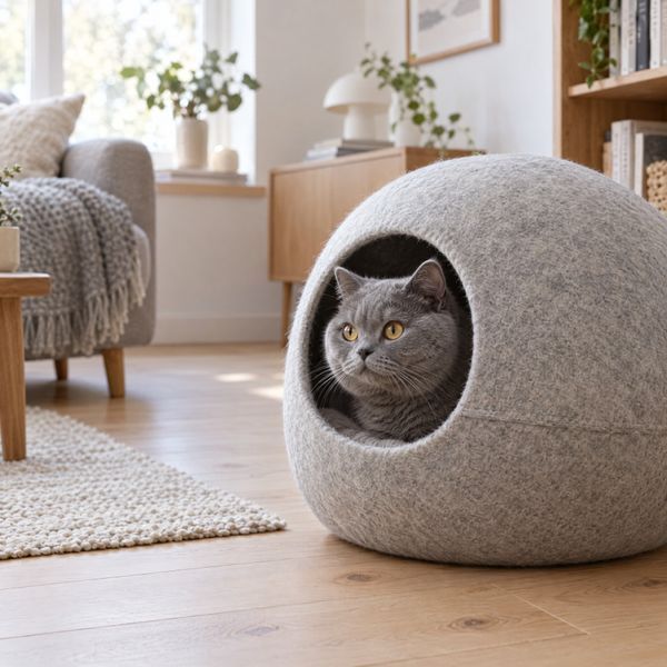 М'який будиночок для кота &laquo;Хмаринка&raquo; з фетру 40&times;40&times;40 см &mdash; фото
